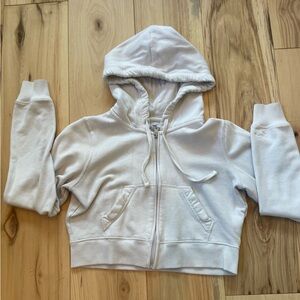 Hollister white crop zip up.